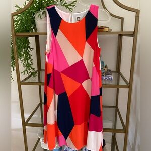 Anne Klein sleeveless shift dress geometric print Sz 10 Preowned EUC